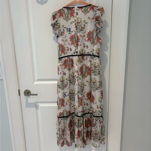 Floral Print Ruffle Sleeve Dress